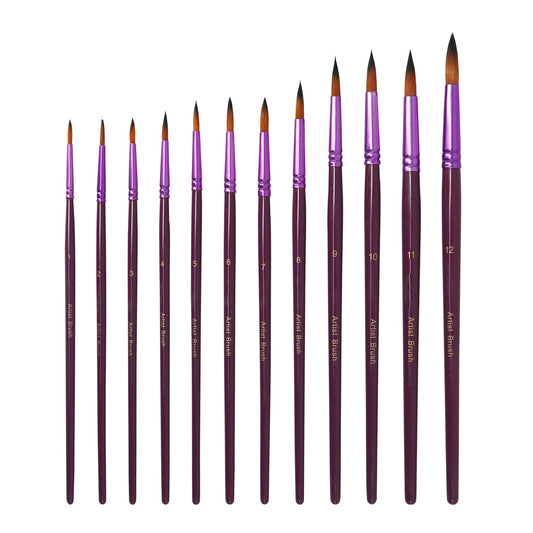 Purple 12pcs Paint Brushes