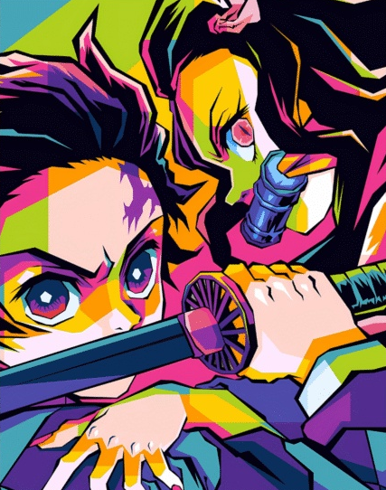 Demon Slayer Tanjiro and Nezuko Pop Art – Anime Paint By Numbers Kit