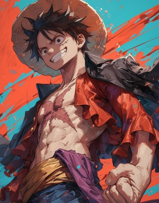 One Piece Luffy In Action - Anime Paint By Numbers Kit