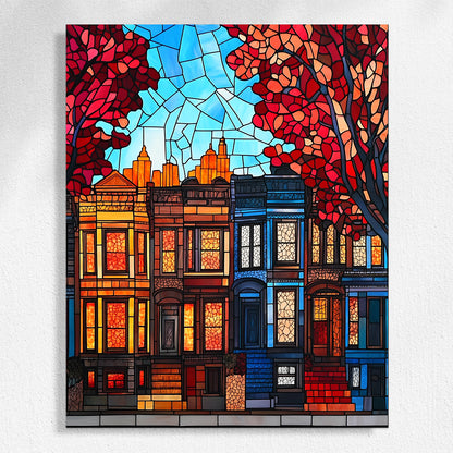 City Row - houses Under Autumn Skies