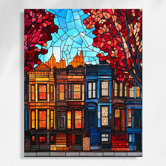 City Row - houses Under Autumn Skies