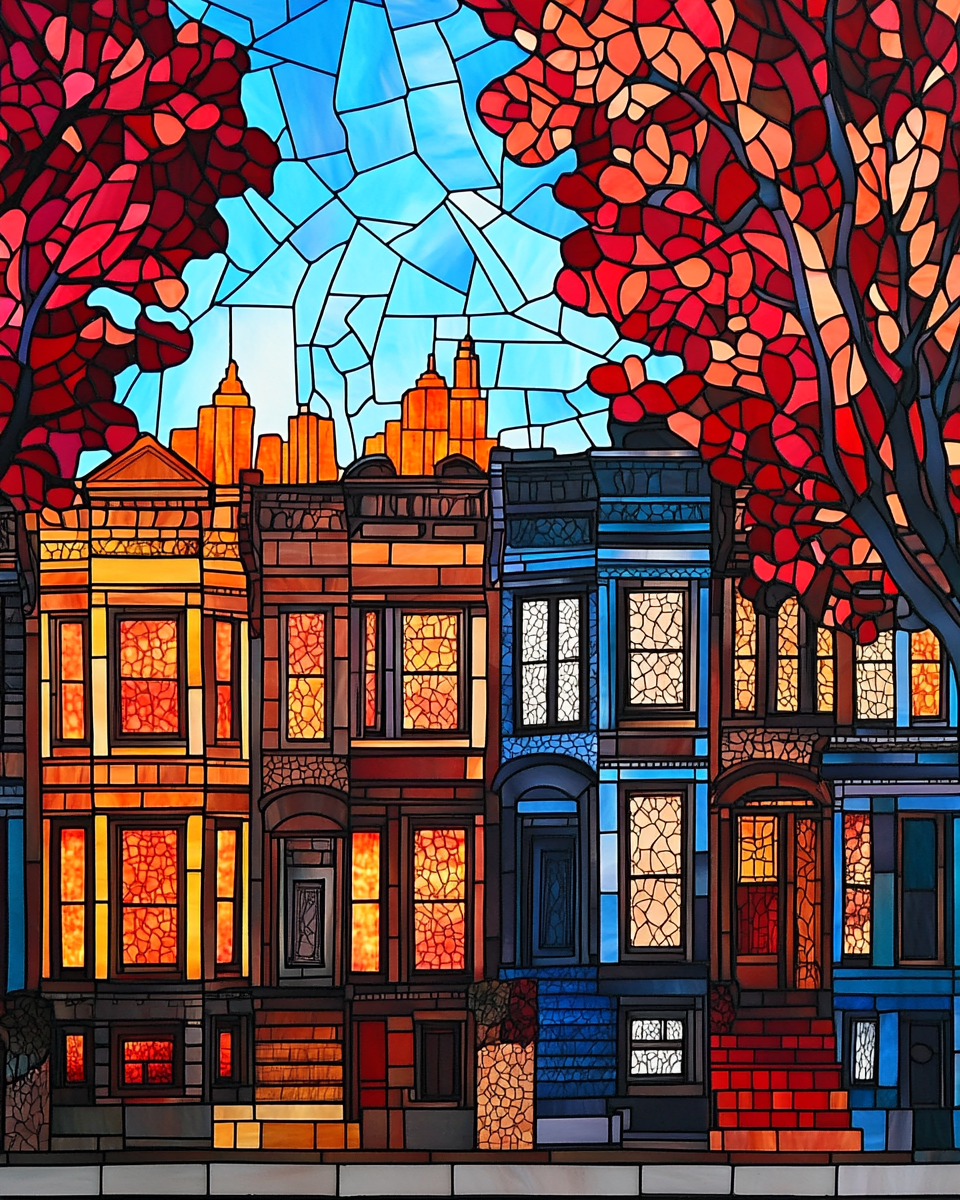 City Row - houses Under Autumn Skies