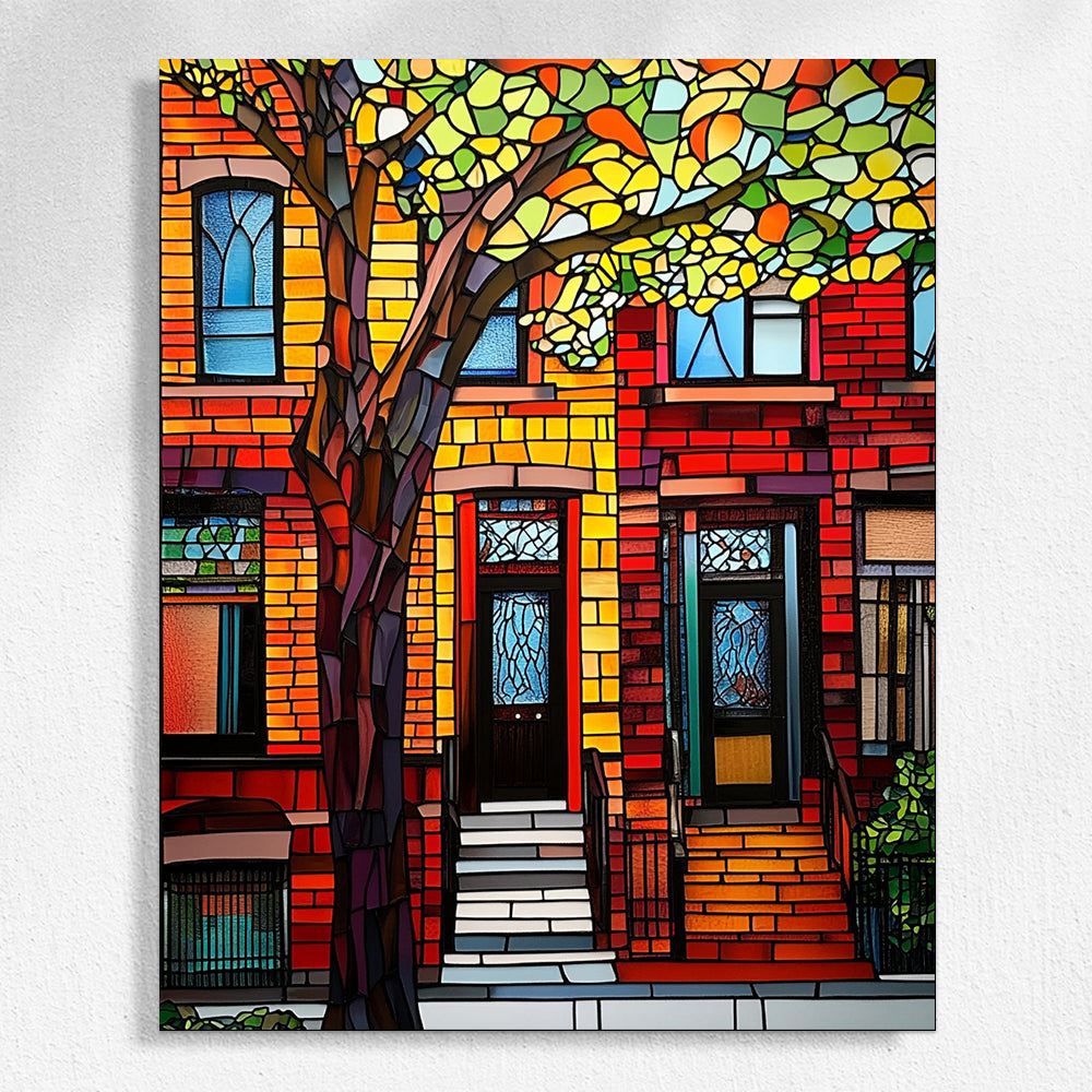 Stained - glass like Facade of Urban Homes