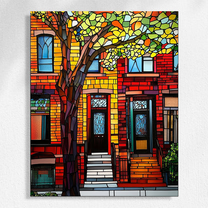 Stained - glass like Facade of Urban Homes