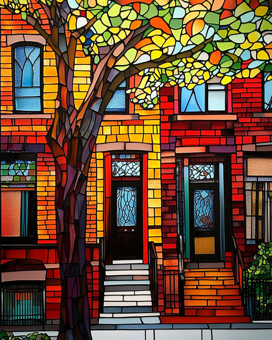 Stained - glass like Facade of Urban Homes