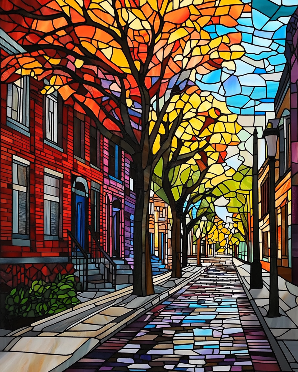 Streetscape in Warm Hues