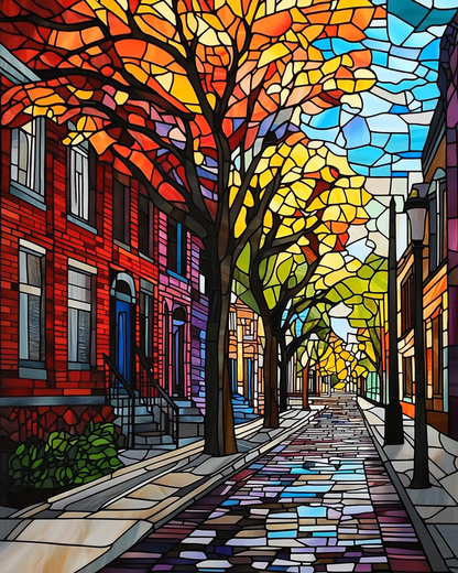 Streetscape in Warm Hues