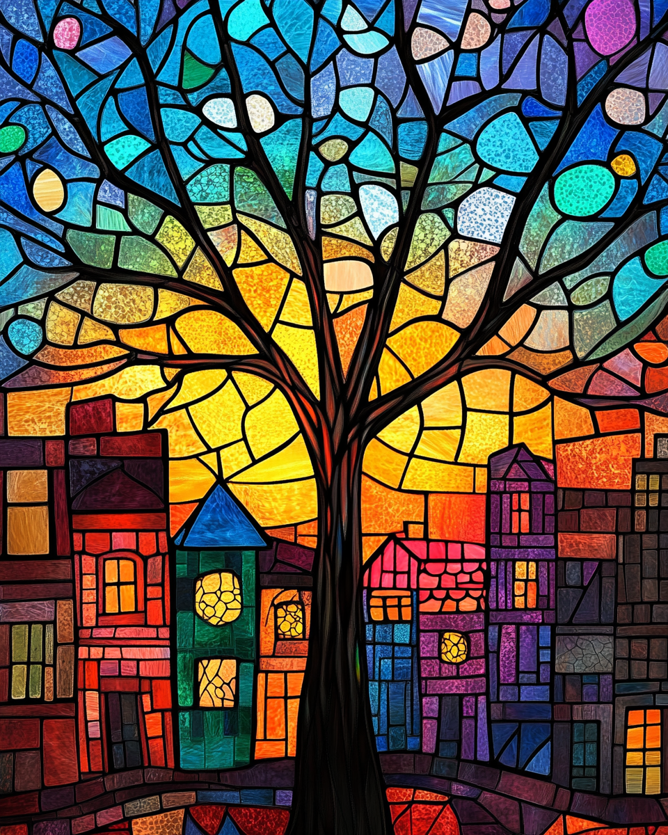 Sun - kissed Tree and Town