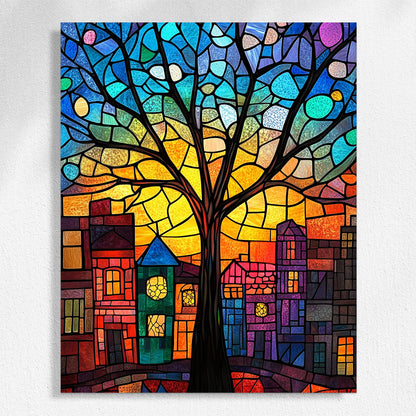 Sun - kissed Tree and Town