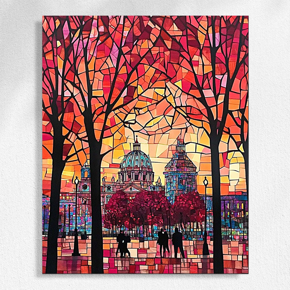 Mosaic - inspired Cityscape Illustration