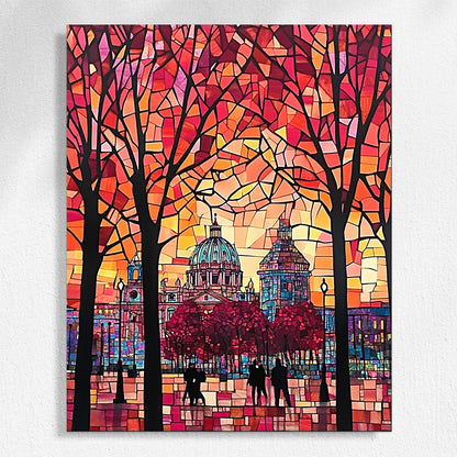 Mosaic - inspired Cityscape Illustration