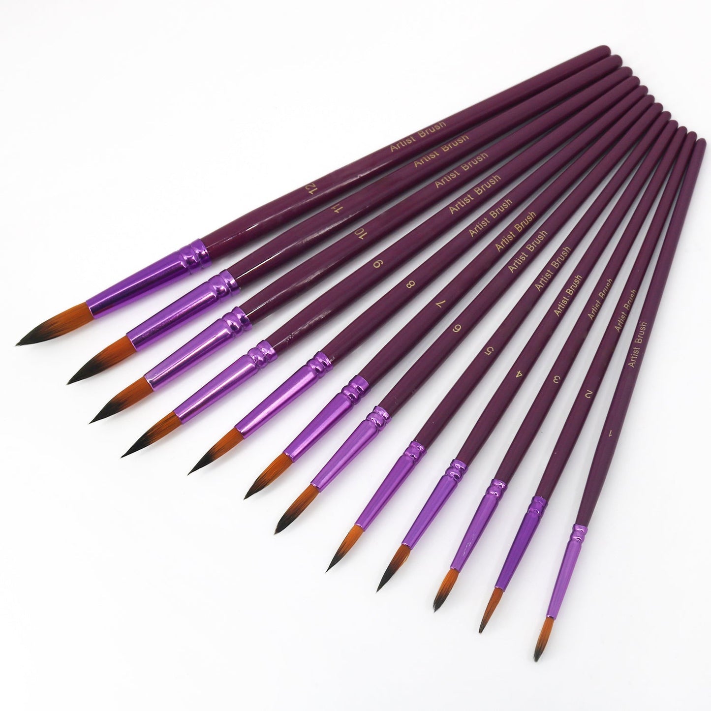 Purple 12pcs Paint Brushes