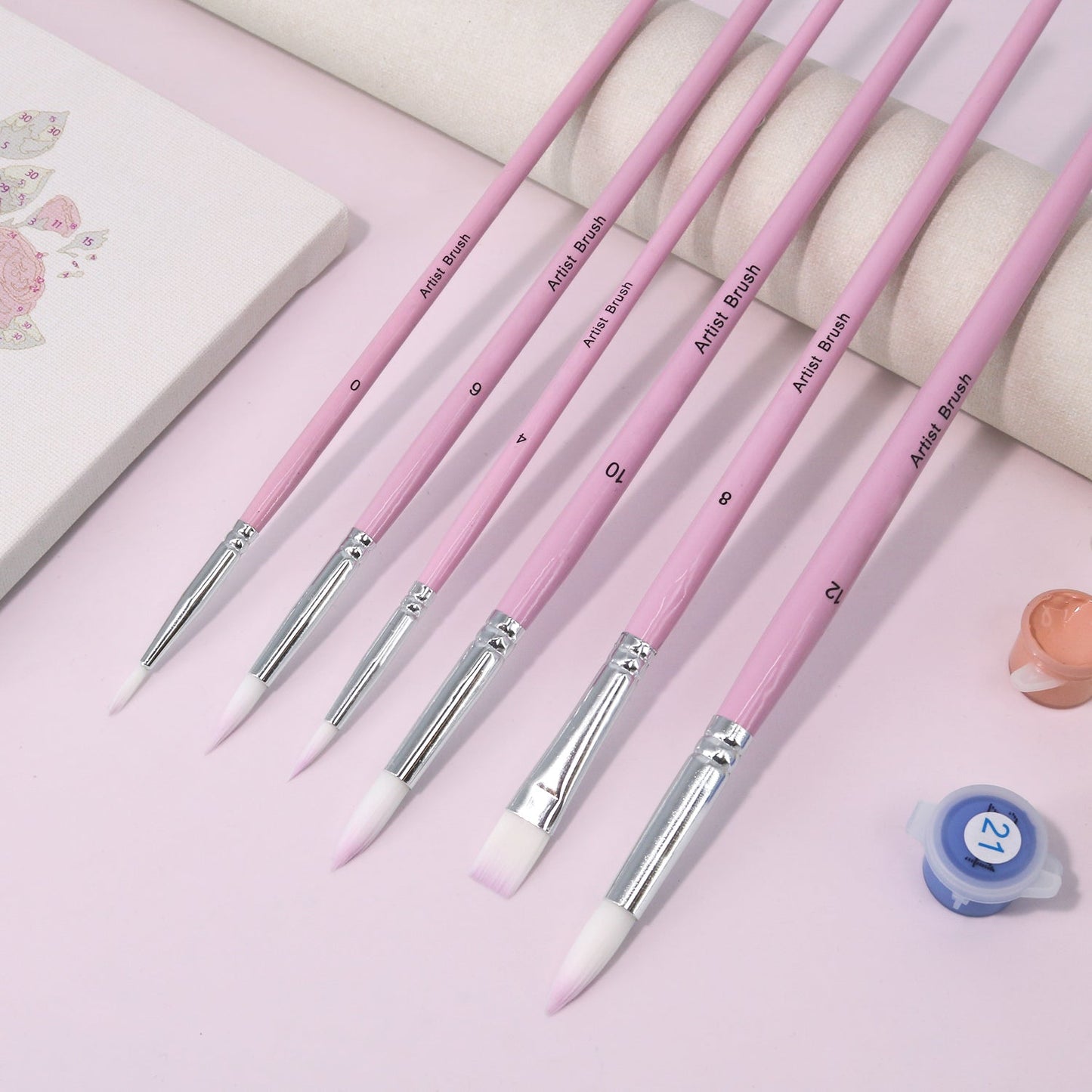 Pink 6pcs Paint Brushes