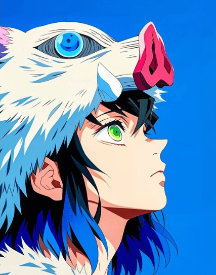 Demon Slayer Blue Inosuke Hashibira – Anime Paint By Numbers Kit