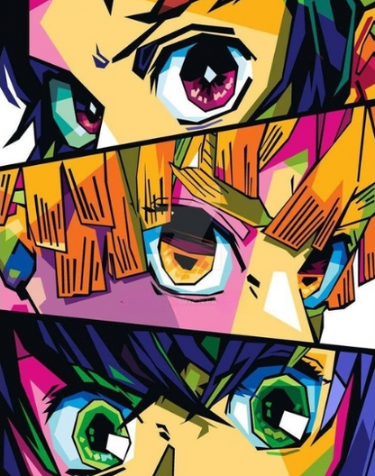 Demon Slayer Eyes of the Trio – Anime Paint By Numbers Kit