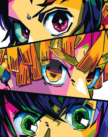 Demon Slayer Eyes of the Trio – Anime Paint By Numbers Kit