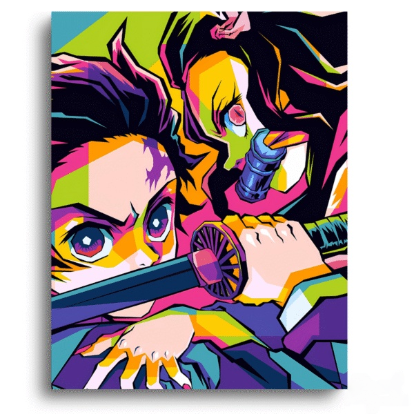 Demon Slayer Tanjiro and Nezuko Pop Art – Anime Paint By Numbers Kit