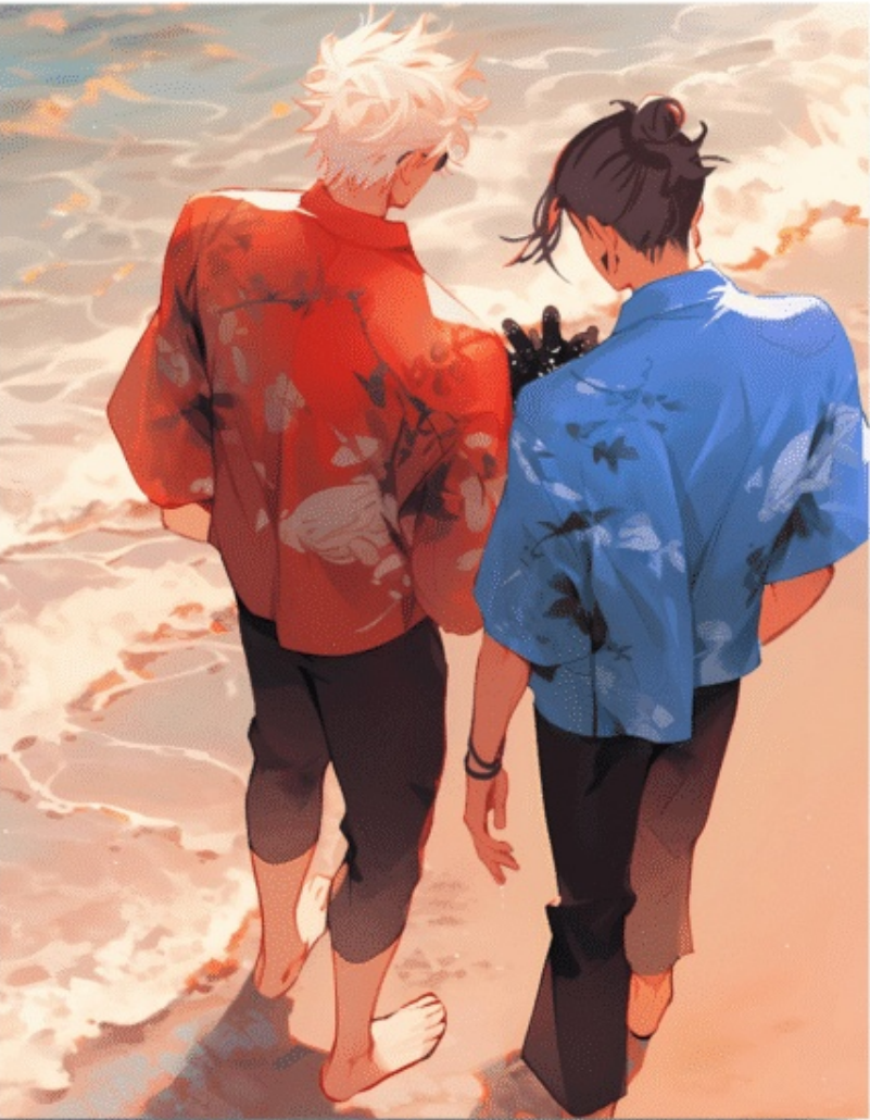 Jujutsu Kaisen Gojo and Geto on The Beach - Anime Paint By Numbers Kit