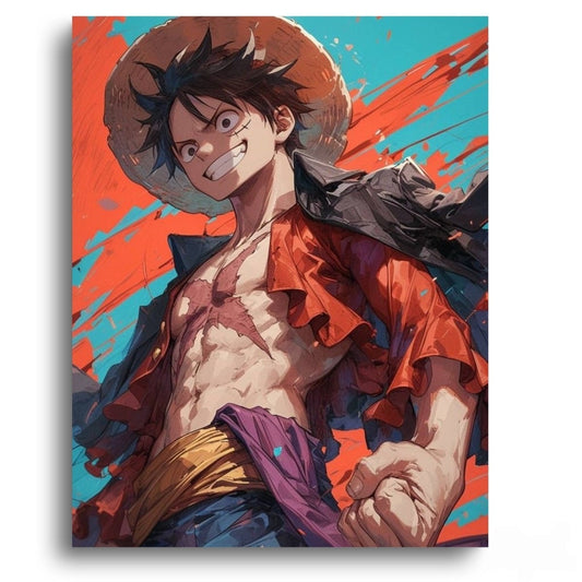 One Piece Luffy In Action - Anime Paint By Numbers Kit