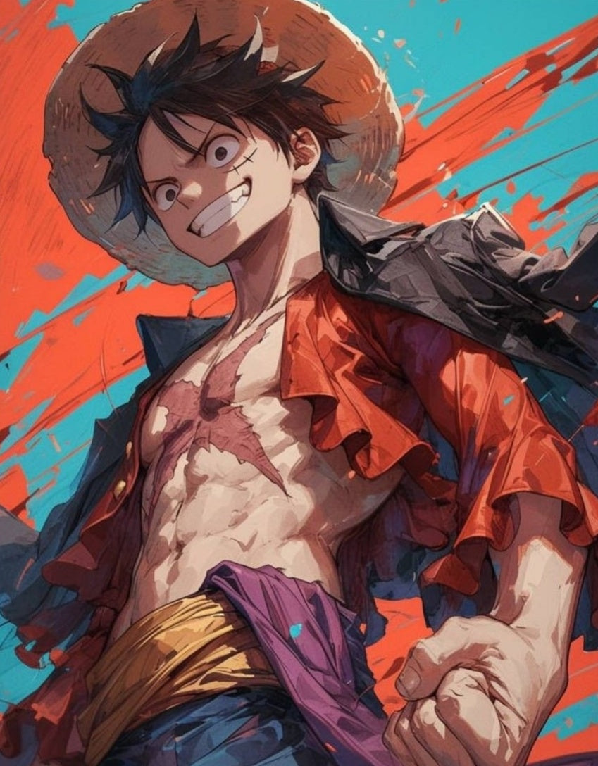 One Piece Luffy In Action - Anime Paint By Numbers Kit
