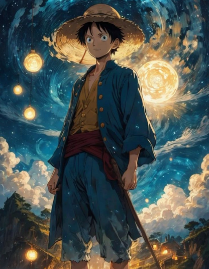 One Piece Luffy Ntarry Night - Anime Paint By Numbers Kit