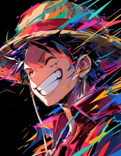 One Piece Luffy Rainbow Colors - Anime Paint By Numbers Kit