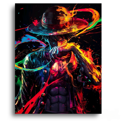 One Piece Luffy Splashed Colors - Anime Paint By Numbers Kit