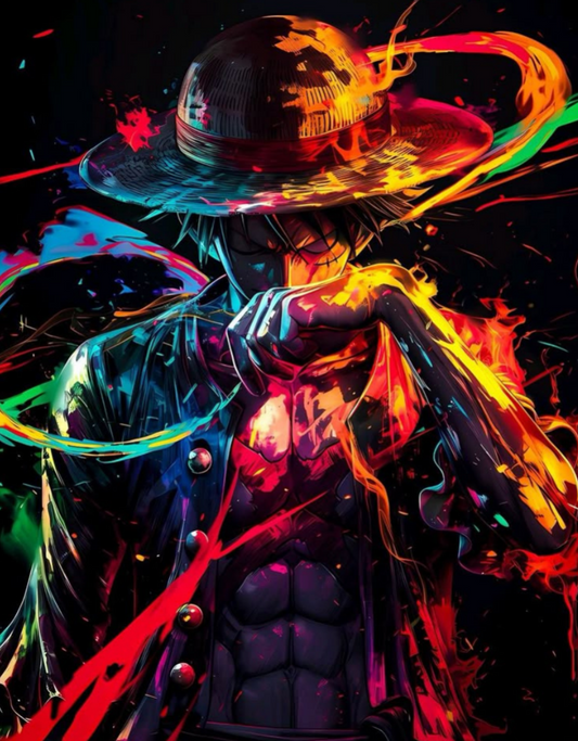 One Piece Luffy Splashed Colors - Anime Paint By Numbers Kit