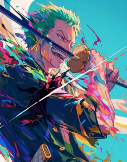 One Piece Zoro Three-Sword Fury – Anime Paint By Numbers Kit